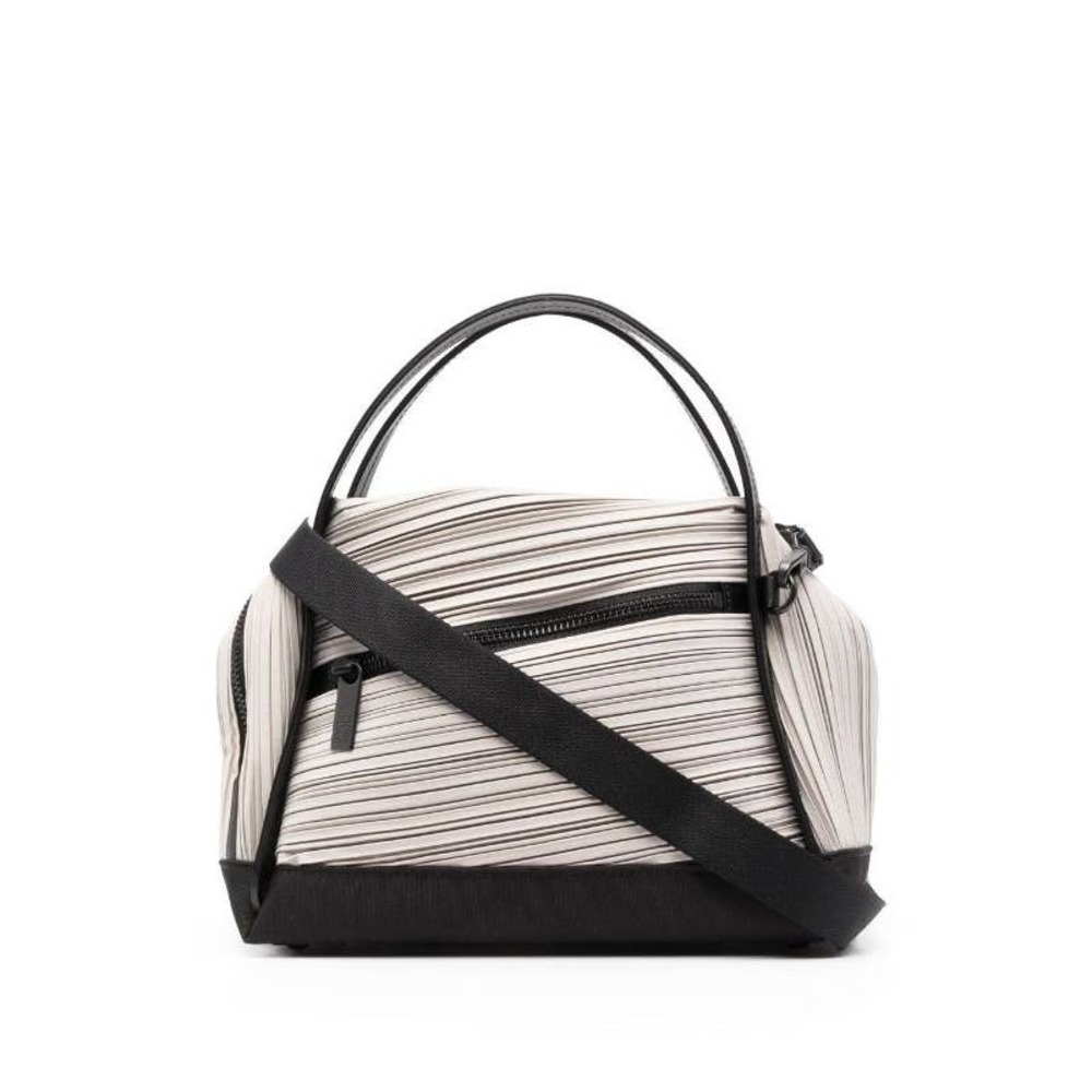 Pleats Please Issey Miyake Bias Pleated Light Gray Shoulder Bag Diagonal Zipper